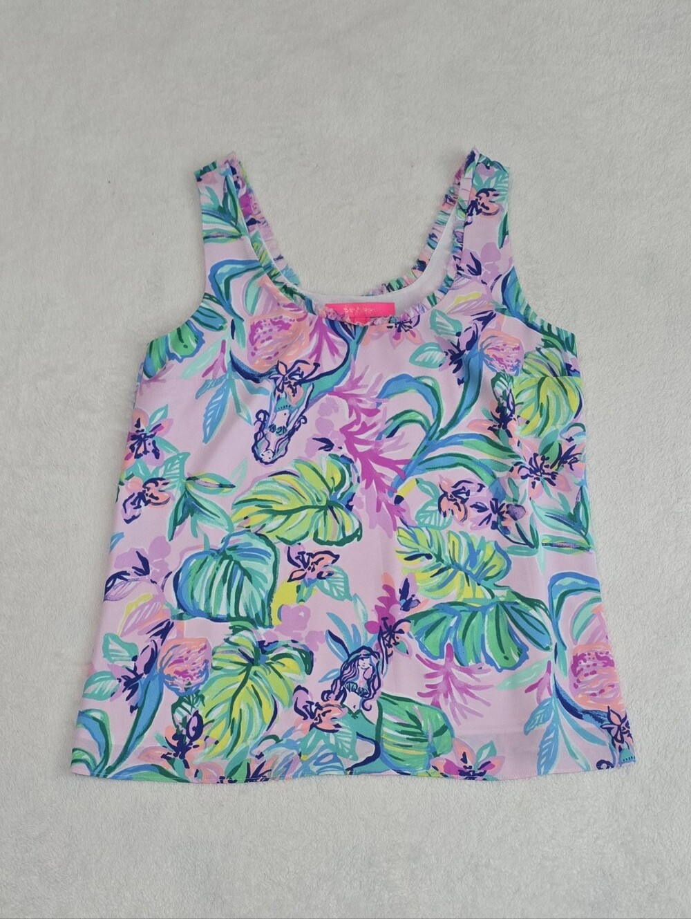 Lilly Pulitzer Tank Top Lileeze MERMAID IN THE SHADE CARLENE SHIRT Size XXS